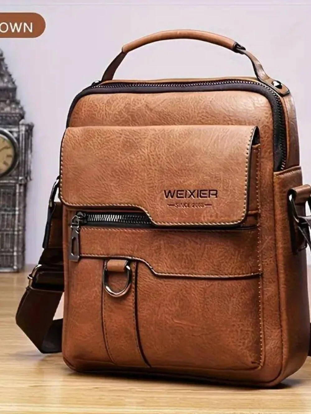 Genuine Leather Backpack Vintage Large Capacity Crossbody Multiple Pockets